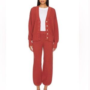 Free People beach Hailee Cardi Set Pants & Sweater oversized Canyon Sunset CS